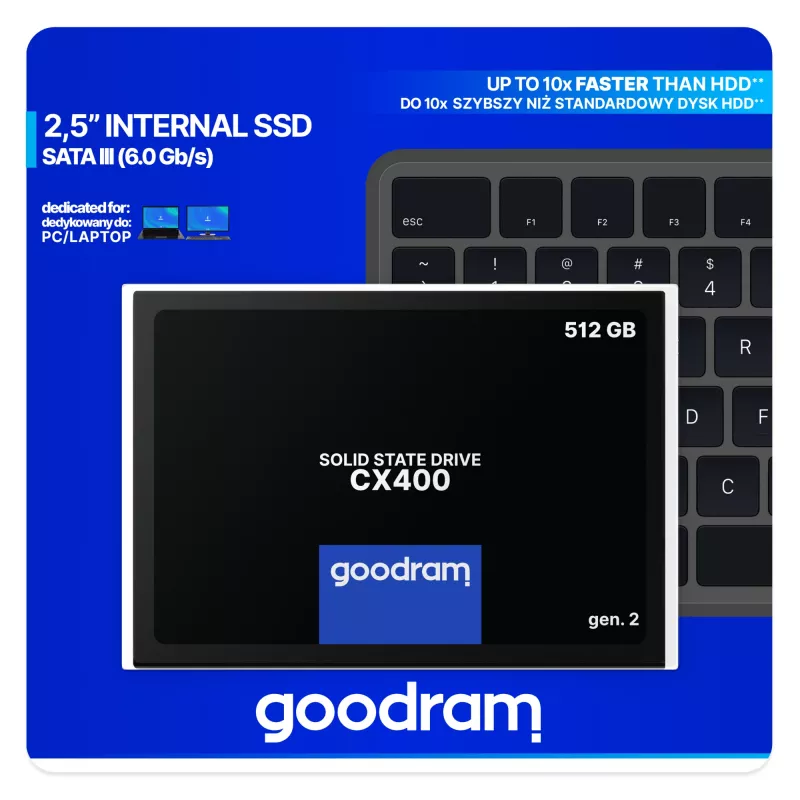 2,5-tolline SATA III SSD GOODRAM SSDPR-CX400-512-G2 — 512 GB, 550/500 MB/s, 3D TLC