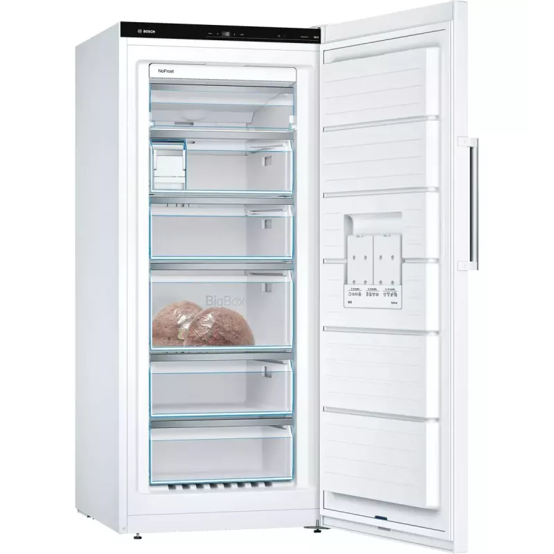 Sügavkülmik Bosch Serie 6 GSN51AWDV püstine 290 L, NoFrost, LED, pööratav uks, A–G klass D