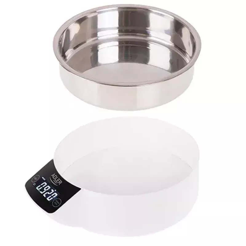 Elektrooniline köögikaal Adler AD 3166 – 5 kg maht, 1 g täpsus, roostevabast terasest kauss 0,9 l, LCD, taimer