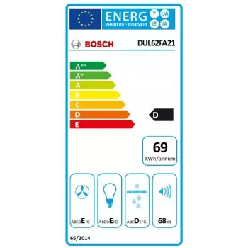 Seinale paigaldatav õhupuhasti Bosch Serie 2 DUL62FA21, 600 mm, valge, 3 kiirust, 250 m³/h, fliisfilter