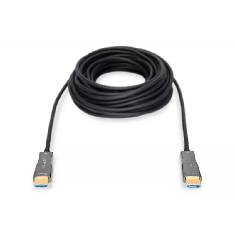 DIGITUS HDMI AOC hübriid-kiudoptiline kaabel, Type A M/M, 15m UHD 4K@60Hz, CE, must