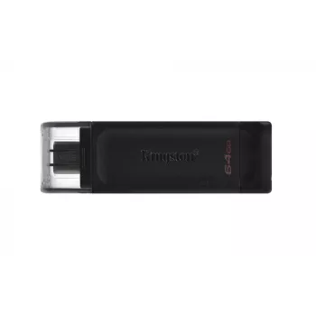 Kingston Technology DataTraveler 64GB USB-C 3.2 Gen 1 70, 64 GB, USB USB-C, 3.2 Gen 1 (3.1 Gen 1), Cap, 7 g, Must