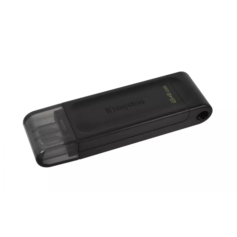 Kingston Technology DataTraveler 64GB USB-C 3.2 Gen 1 70, 64 GB, USB USB-C, 3.2 Gen 1 (3.1 Gen 1), Cap, 7 g, Must