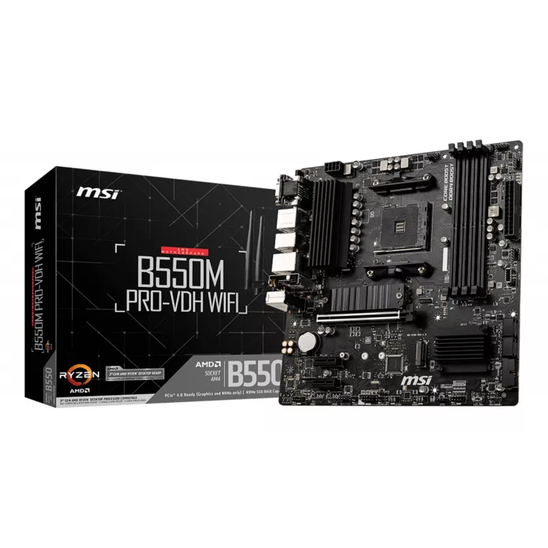 MSI B550M PRO-VDH WIFI emaplaat AMD B550 Socket AM4 micro ATX