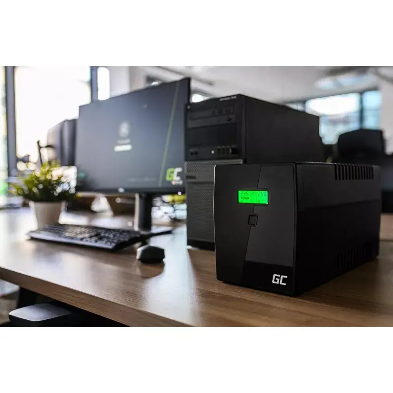 Katkematu toiteallikas roheline Cell UPS08 — Line-Interactive 700 W / 230 V, 4× IEC pistikupesa, USB, RJ-45, 12 V 7 Ah aku, torn, must