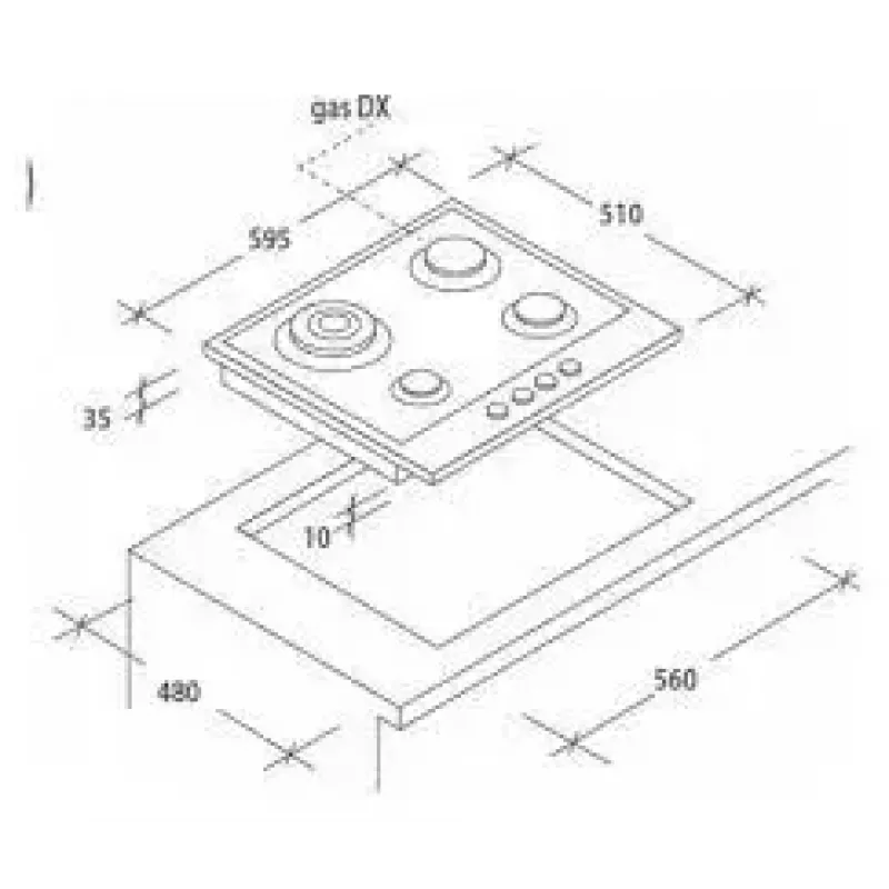 Candy Idea CHG6BR4WX roostevabast terasest sisseehitatav gaasipliit 60 cm 4 tsooni
