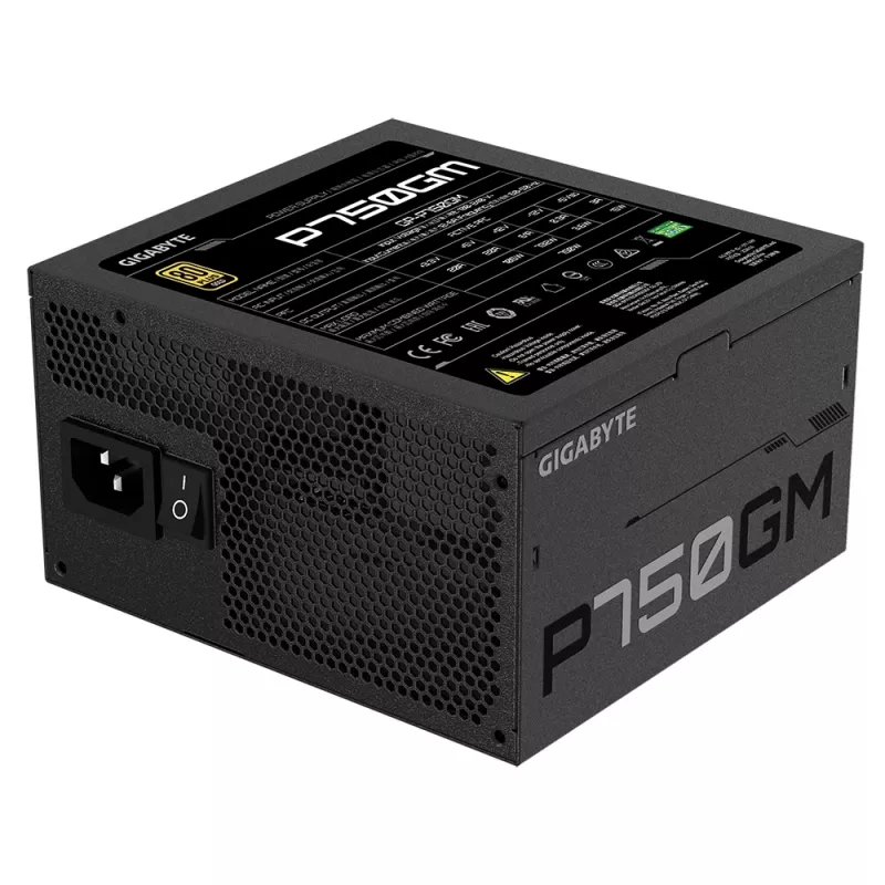 Gigabyte P750GM toiteplokk 750 W efektiivsus 80 PLUS GOLD, PFC Active, MTBF 100000 tundi