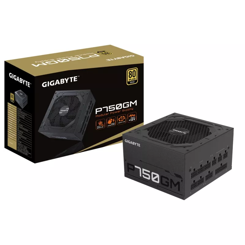 Gigabyte P750GM toiteplokk 750 W efektiivsus 80 PLUS GOLD, PFC Active, MTBF 100000 tundi