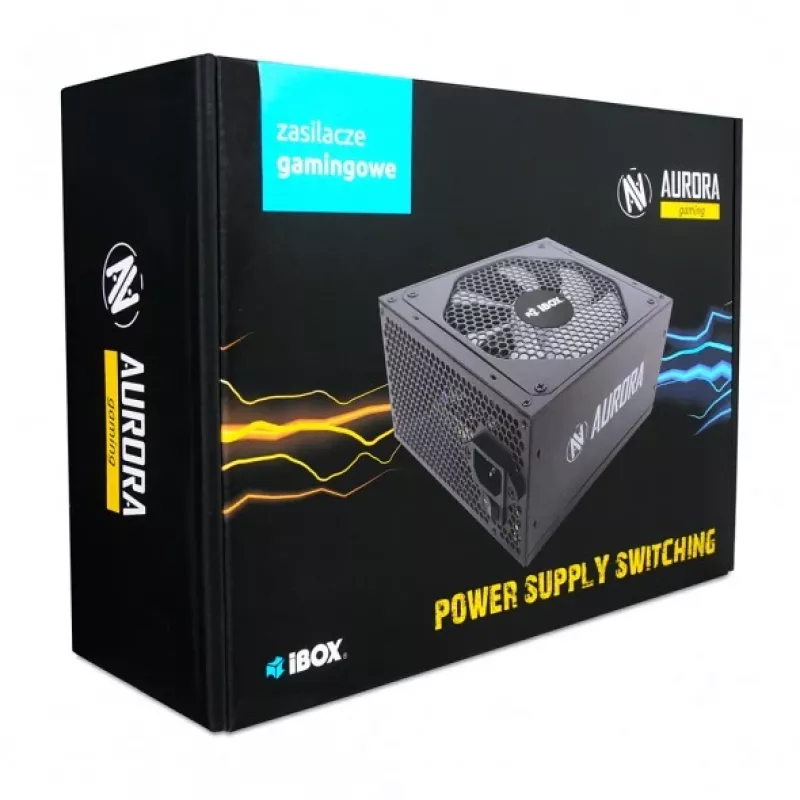 Toiteplokk IBOX iBox Aurora 600 W 20+4 pin ATX, 140 mm ventilaator, metallkorpus, must
