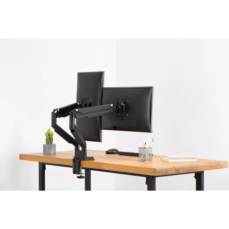 DIGITUS Universal Dual Monitor Mount Gas Spring Clamp 17-32in 2x 9kg