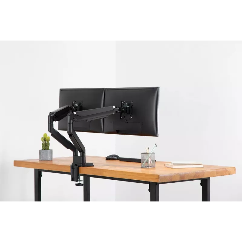 DIGITUS Universal Dual Monitor Mount Gas Spring Clamp 17-32in 2x 9kg