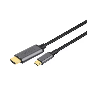DIGITUS USB-C - HDMI adapter, 2m 4K/30Hz, must, metallkorpus