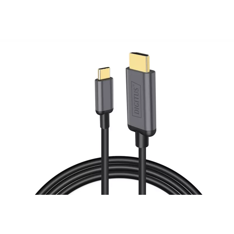 DIGITUS USB-C - HDMI adapter, 2m 4K/30Hz, must, metallkorpus