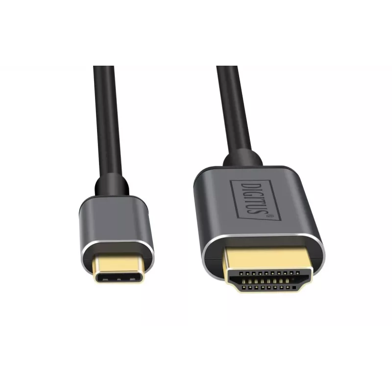 DIGITUS USB-C - HDMI adapter, 2m 4K/30Hz, must, metallkorpus