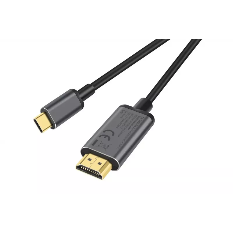 DIGITUS USB-C - HDMI adapter, 2m 4K/30Hz, must, metallkorpus