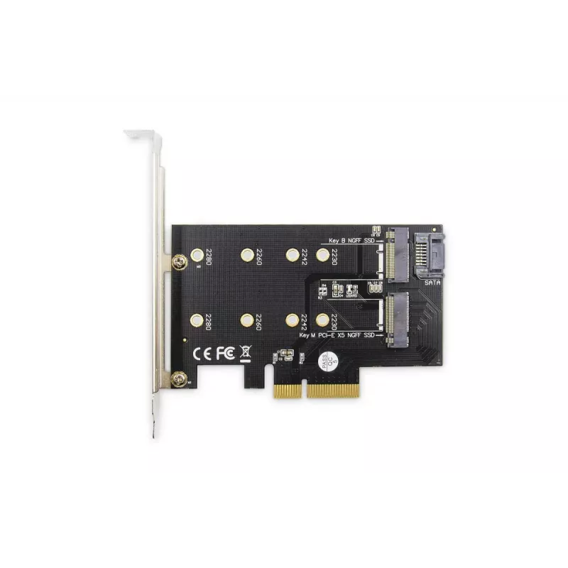 DIGITUS M.2 NGFF/NVMe SSD Pci-e lisakaart toetab B, M ja B+M võtit, suurused 80, 60, 42 ja 30 mm