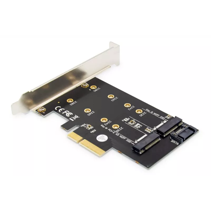 DIGITUS M.2 NGFF/NVMe SSD Pci-e lisakaart toetab B, M ja B+M võtit, suurused 80, 60, 42 ja 30 mm