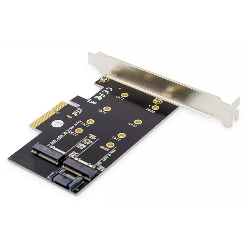 DIGITUS M.2 NGFF/NVMe SSD Pci-e lisakaart toetab B, M ja B+M võtit, suurused 80, 60, 42 ja 30 mm