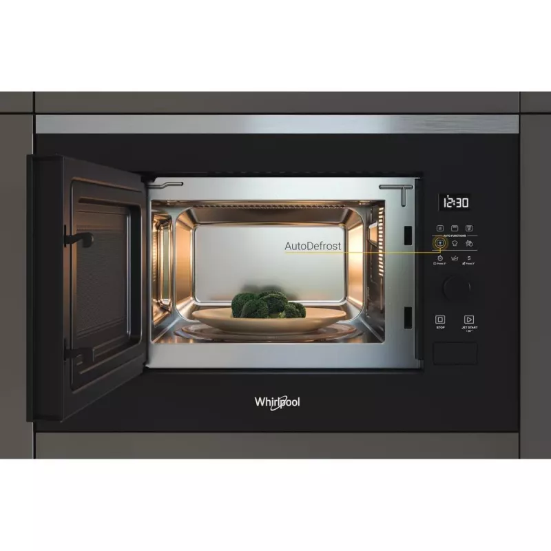 Sisseehitatud grillmikrolaineahi WHIRLPOOL WMF201G, 800 W, 20 L, roostevaba teras/must