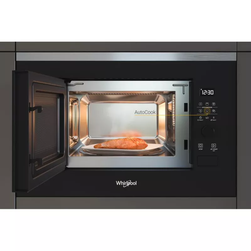 Sisseehitatud grillmikrolaineahi WHIRLPOOL WMF201G, 800 W, 20 L, roostevaba teras/must