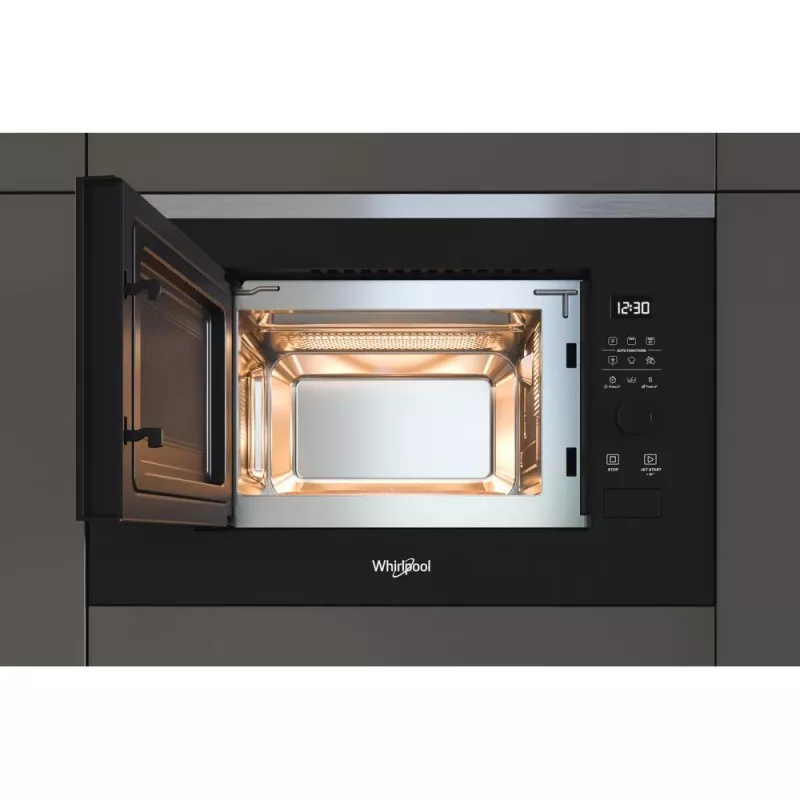 Sisseehitatud grillmikrolaineahi WHIRLPOOL WMF201G, 800 W, 20 L, roostevaba teras/must
