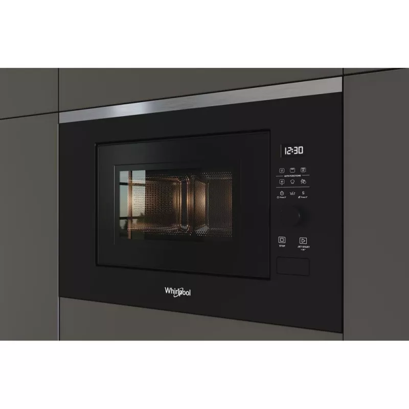 Sisseehitatud grillmikrolaineahi WHIRLPOOL WMF201G, 800 W, 20 L, roostevaba teras/must