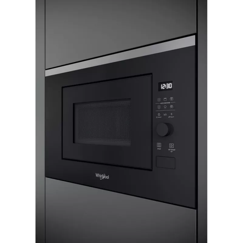 Sisseehitatud grillmikrolaineahi WHIRLPOOL WMF201G, 800 W, 20 L, roostevaba teras/must