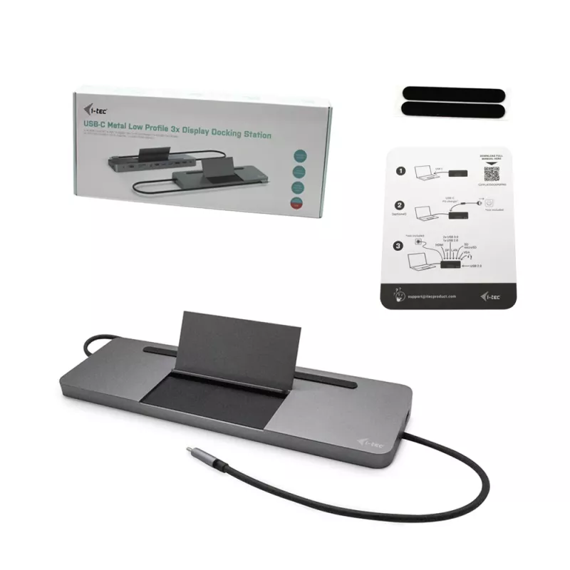 i-tec Metalli USB-C ergonoomiline 4K 3x ekraani dokkimisjaam + toiteedastus 85 W