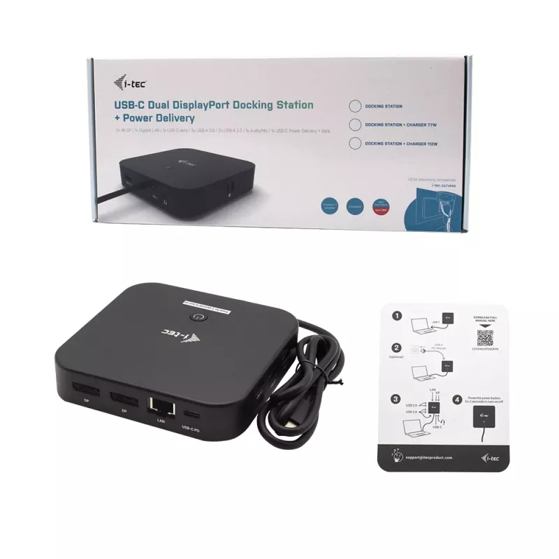i-tec USB-C kahe kuvariga dokkimisjaam toiteedastusega 100 W