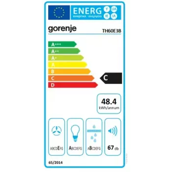 Gorenje TH60E3B õhupuhasti Poolsisseehitatav (väljatõmmatav) Must 350 m³/h