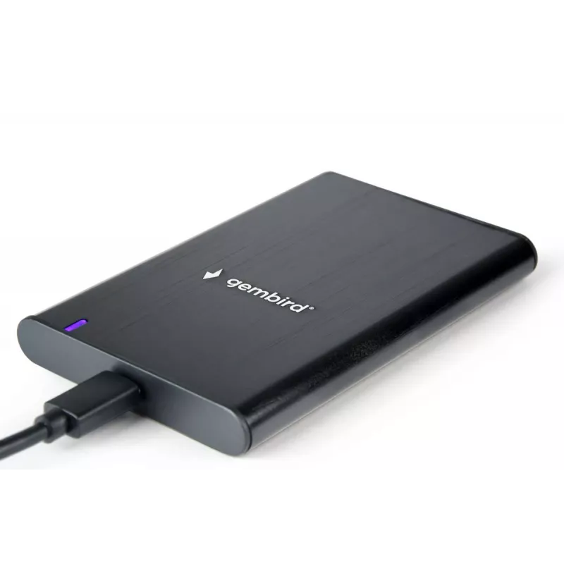 GEMBIRD USB 3.1 2,5-tolline SATA kõvaketta korpus Type-C pordiga, harjatud alumiinium - must