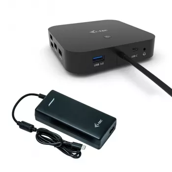 i-tec USB-C kahe kuvariga dokkimisjaam toiteallikaga 100 W + universaalne laadija 100 W
