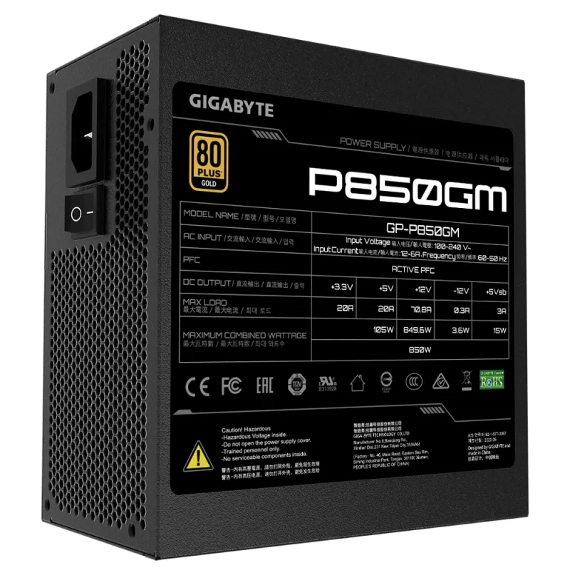 GIGABYTE P850GM toiteplokk 850 W 20+4 pin ATX ATX must