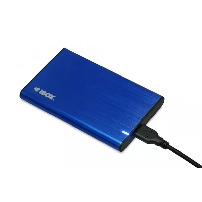 Kõvaketta/SSD-korpus IBOX HD-05 — 2,5-tolline SATA III, USB 3.2 Gen 1 (Micro-USB B), kuni 10 TB, sinine