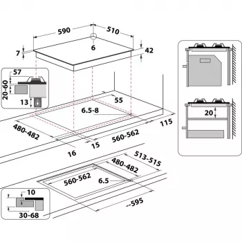 Whirlpool AKT 616/NB Must sisseehitatav 60 cm gaasipliit 4 tsooni