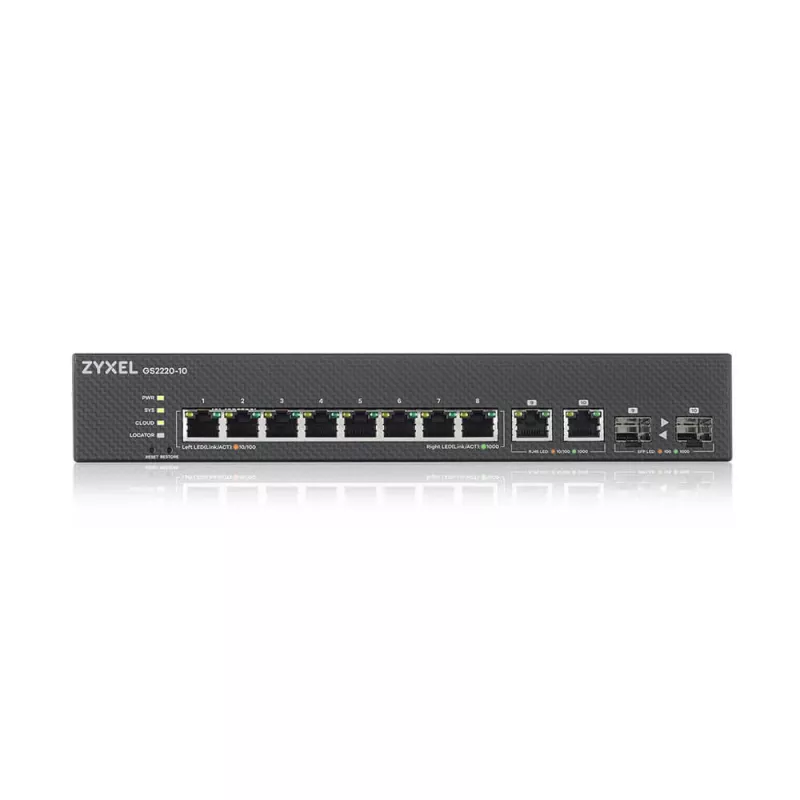 Zyxel GS2220-10-EU0101F võrgulüliti Hallatav L2 Gigabit Ethernet (10/100/1000) Must