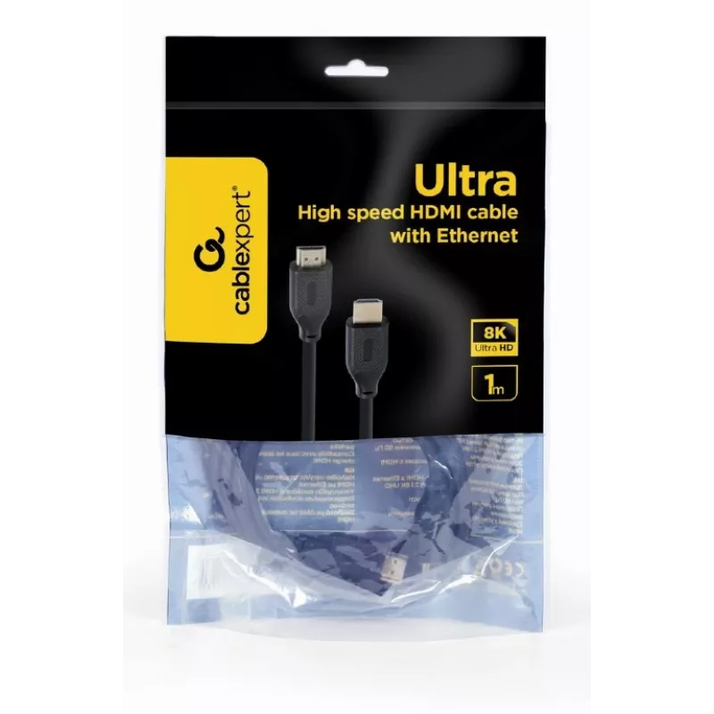 HDMI-kaabel Gembird CC-HDMI8K-1M — 1 m, HDMI tüüp A-pistik - tüüp A-pistik, HDMI 2.1, 48 Gbit/s, must