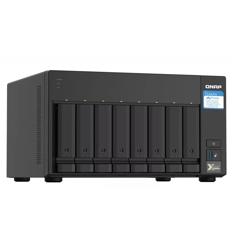 QNAP TS-832PX NAS Torn Annapurna Labs AL324 4 GB DDR4 0 TB QNAP Turbo System Alumiinium, Must