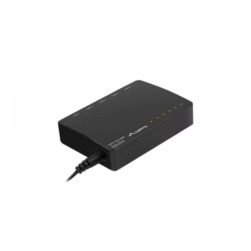Haldamatu võrgulüliti LANBERG DSP3-1005-60W, 5x Gigabit RJ-45, 4x PoE+ (60 W kokku), 10 Gbit/s lülitus