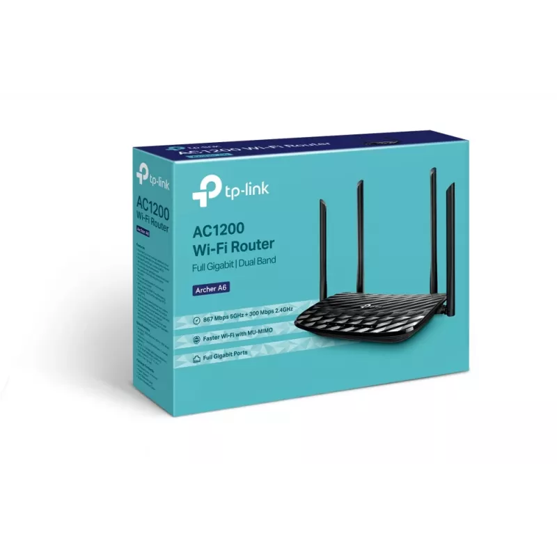 TP-Link AC1200 traadita ruuter Gigabit Ethernet kaheriba (2,4 GHz / 5 GHz) Must