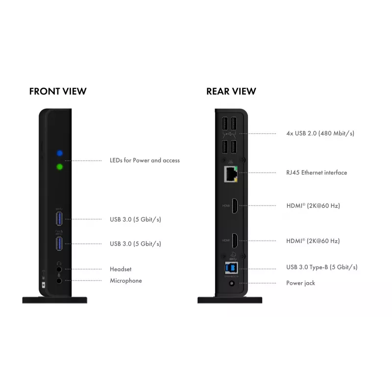ICY BOX IB-DK2251AC Juhtmega USB 3.2 Gen 2 (3.1 Gen 2) Type-A Must