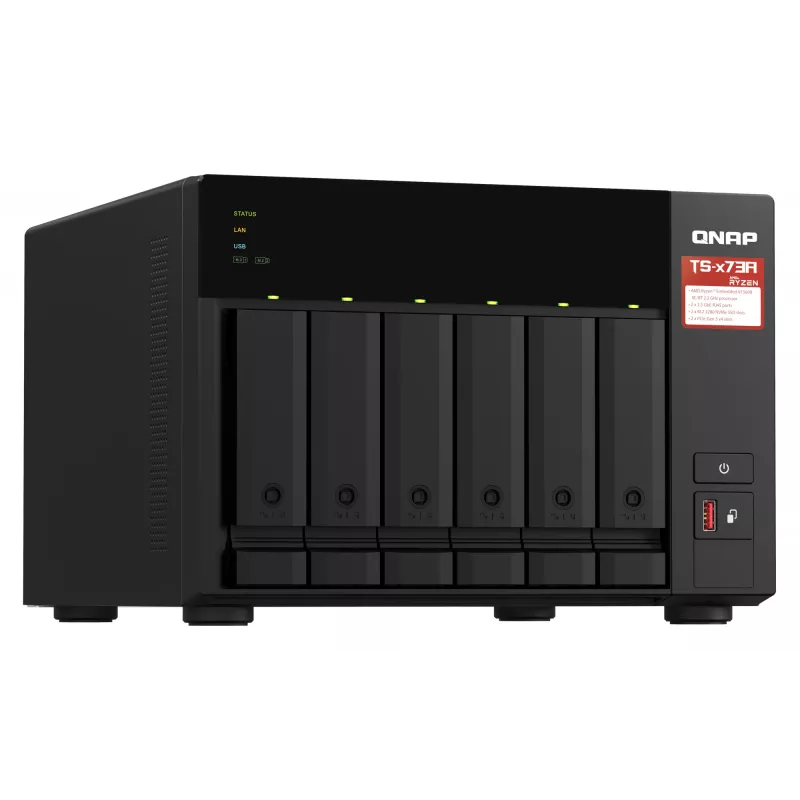 QNAP TS-673A NAS Tower Ryzen Embedded V1500B 8 GB DDR4 0 TB QNAP Turbo System Must