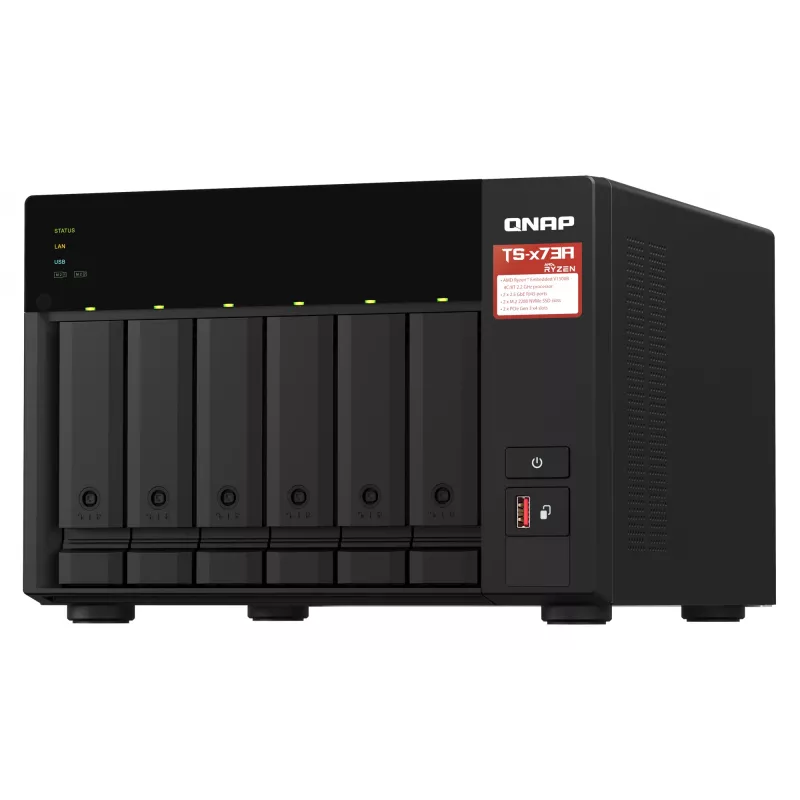 QNAP TS-673A NAS Tower Ryzen Embedded V1500B 8 GB DDR4 0 TB QNAP Turbo System Must