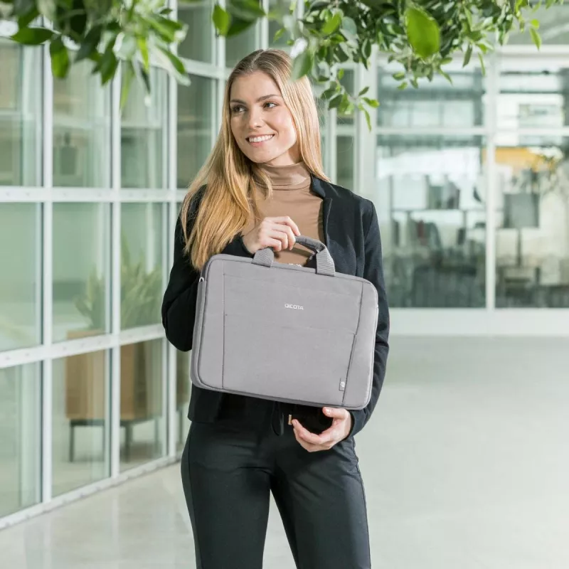 DICOTA Eco õhuke Case Base - 13–14,1-tolline sülearvutikohver - Hall / 300d Rpet Polyester