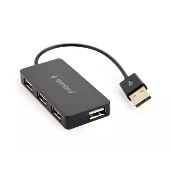 USB jaotur Gembird UHB-U2P4-04 — 4-pordiline USB 2.0, ühenda ja kasuta, must, 480 Mbit/s