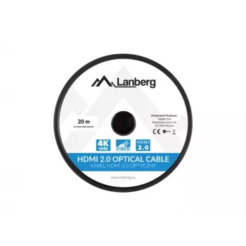 HDMI kaabel LANBERG CA-HDMI-20FB-0200-BK 20 m, HDMI 2.0, tüüp A-pistik–isane, 18 Gbit/s, 4K@60Hz (3840×2160), HDR, ARC, Ethernet