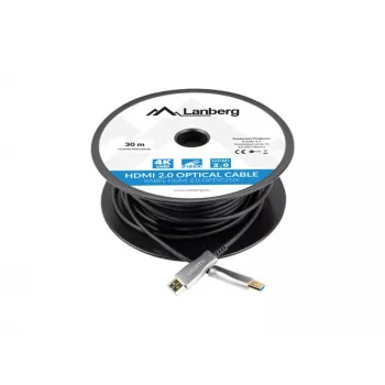 HDMI-kaabel LANBERG CA-HDMI-20FB-0300-BK — 30 m, HDMI Type A-pistik-isane, HDMI 2.0, 18 Gbit/s, 4K@144Hz, HDR, ARC, Ethernet, must