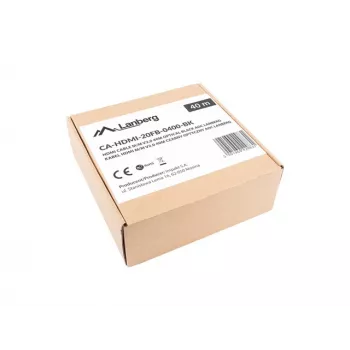 HDMI-kaabel LANBERG CA-HDMI-20FB-0400-BK — 40 m, HDMI 2.0 tüüp A-pistik-isane, 18 Gbit/s, 4K@144Hz, HDR, ARC, Ethernet