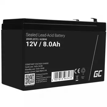 Laetav 12 V suletud pliiaku roheline Cell AGM46, 8000 mAh, 2,15 kg, VRLA