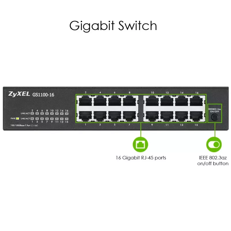 Zyxel GS1100-16 Haldamata Gigabit Ethernet (10/100/1000)